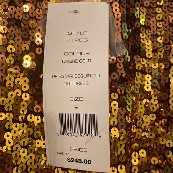 NWT French Connection ombré gold PF estari sequin cut out dress. Size 2. - Picture 5 of 12